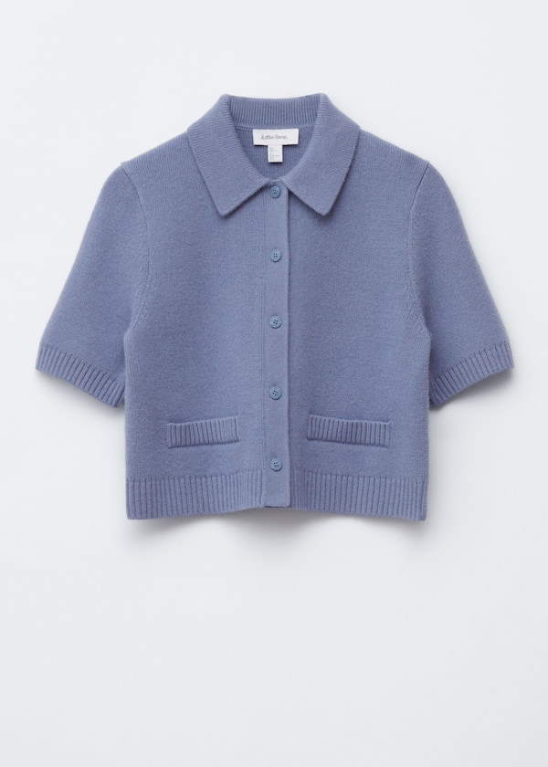 Short-Sleeve Merino-Blend Cardigan