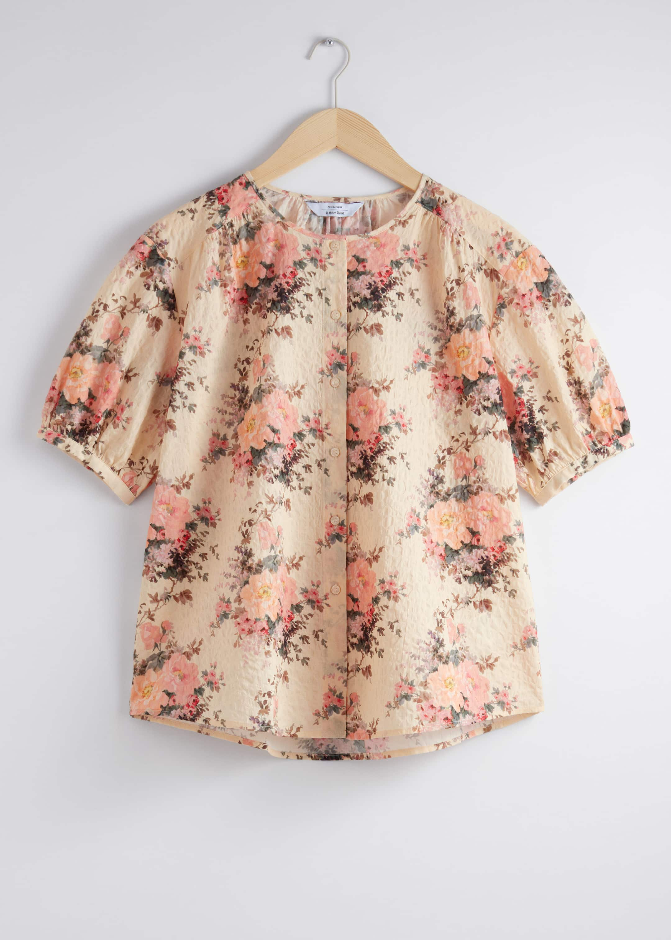 Blouse oversize à manches ballon - Imprimé floral orange - Still Life