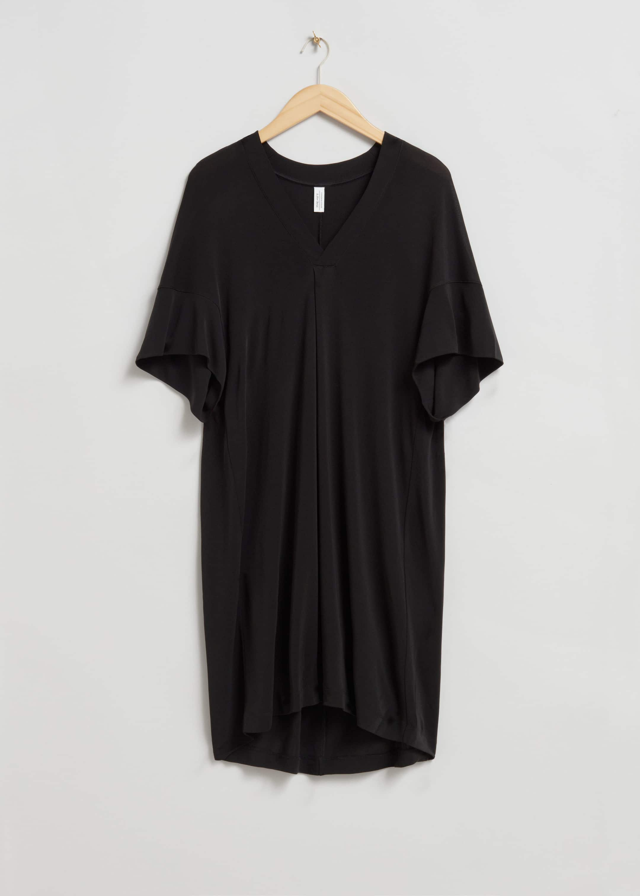 Draped V-Neck Dress - Black - Still Life