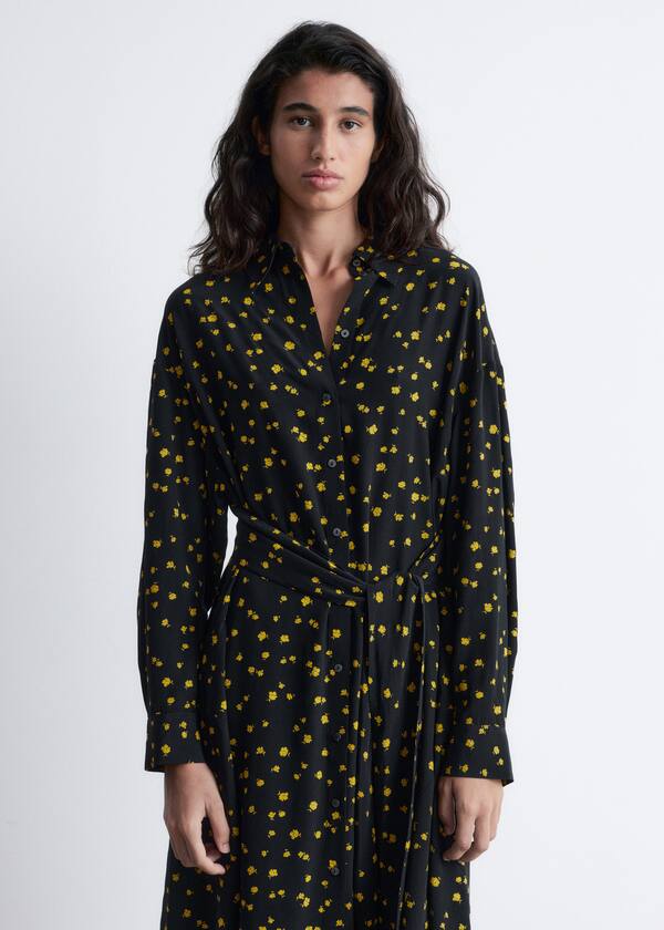 Tie-Detail Midi Shirt Dress