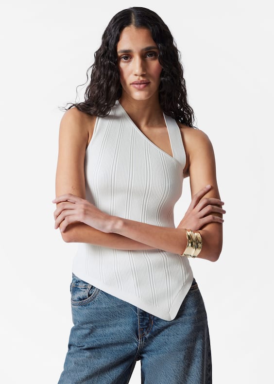 Asymmetric Rib-Knit Top