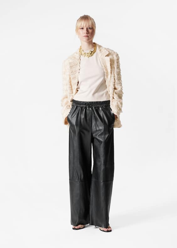 Drawstring Leather Trousers