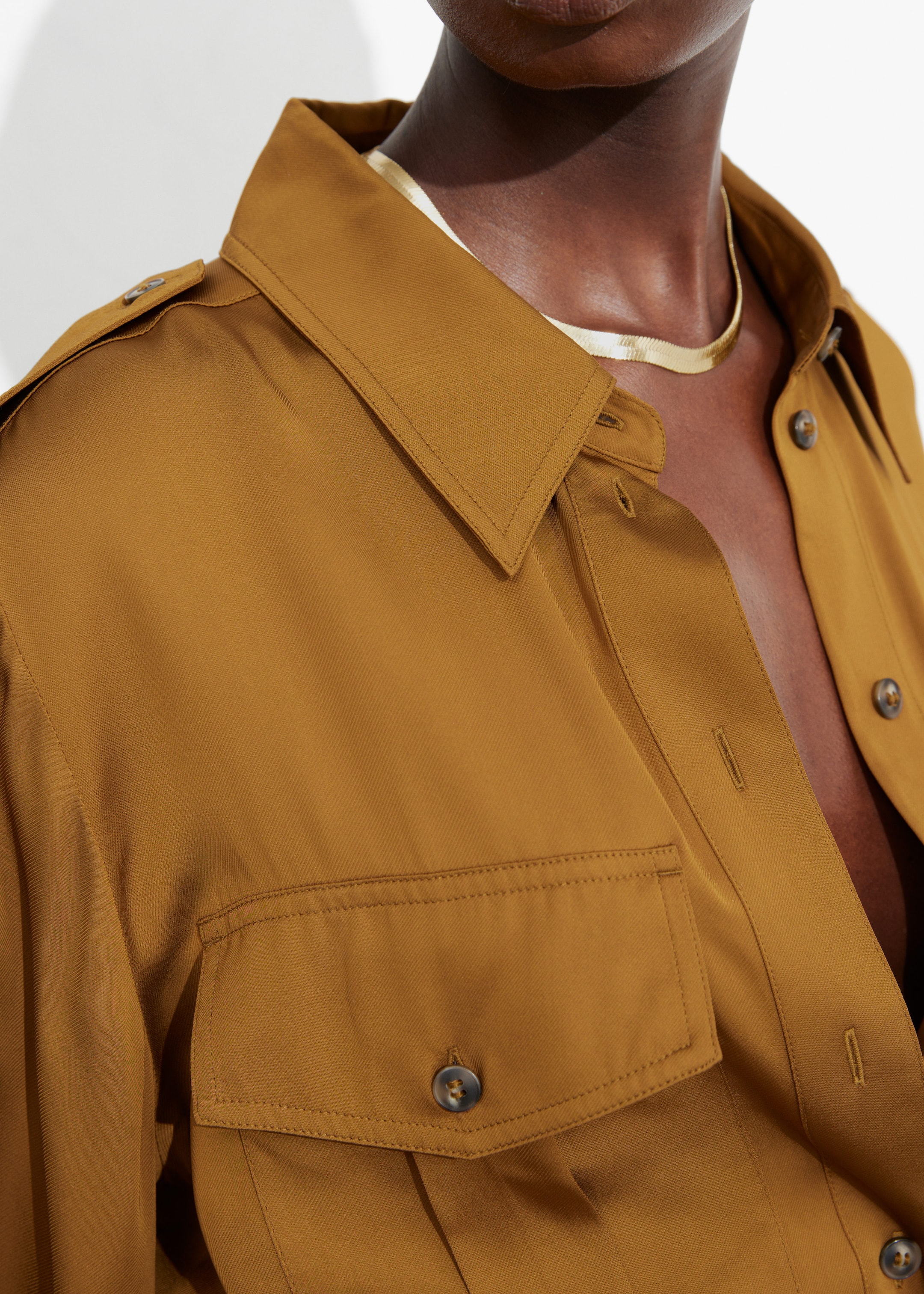 Satin Utility Shirt - Mustard - Lookbook