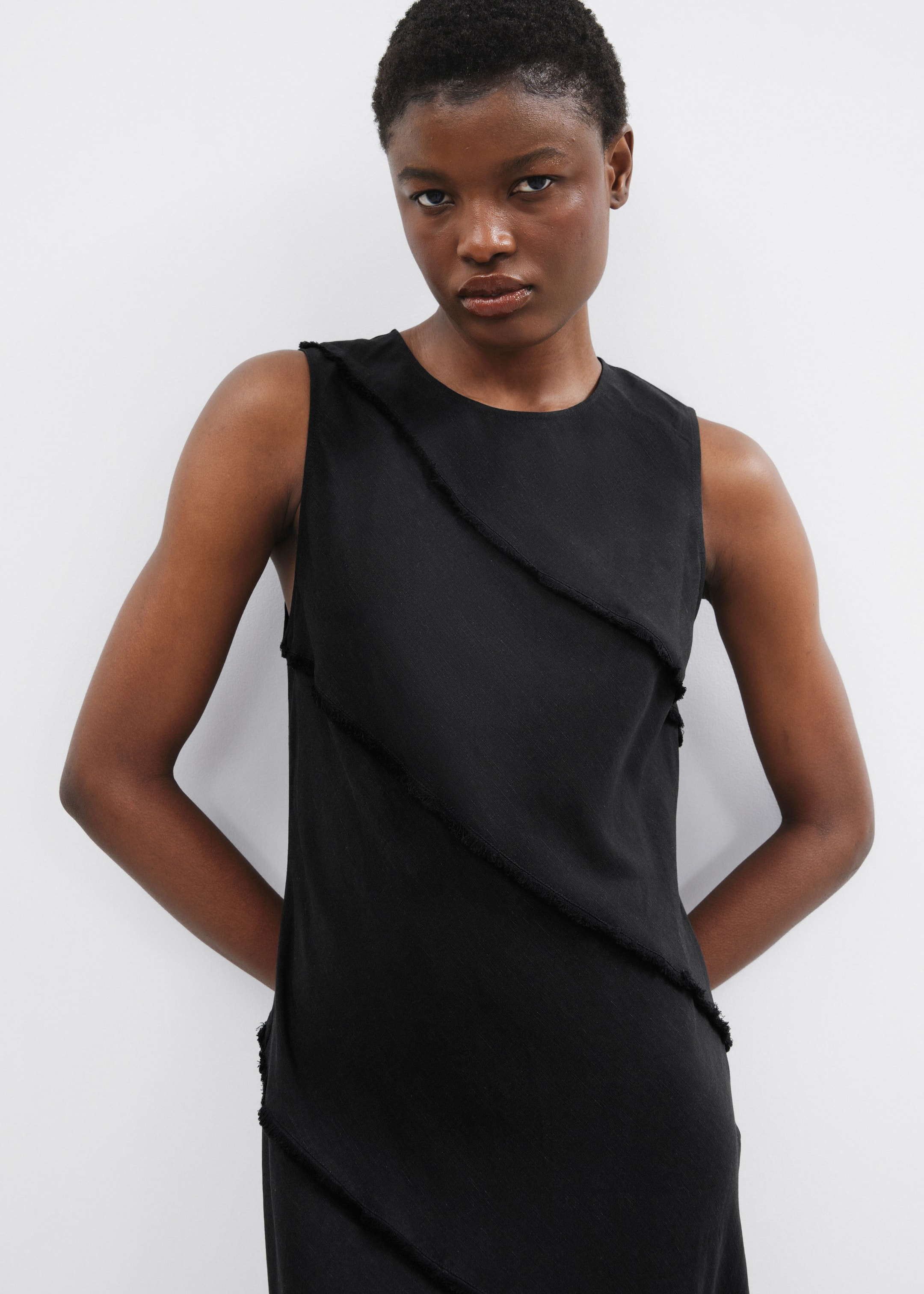 Sleeveless A-Line Midi Dress - Black - Lookbook