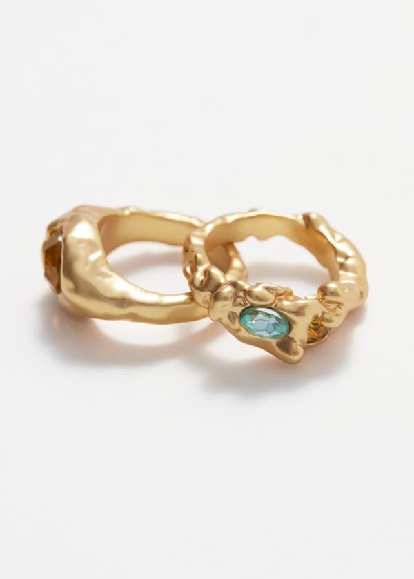 Sculpted Crystal Ring Set