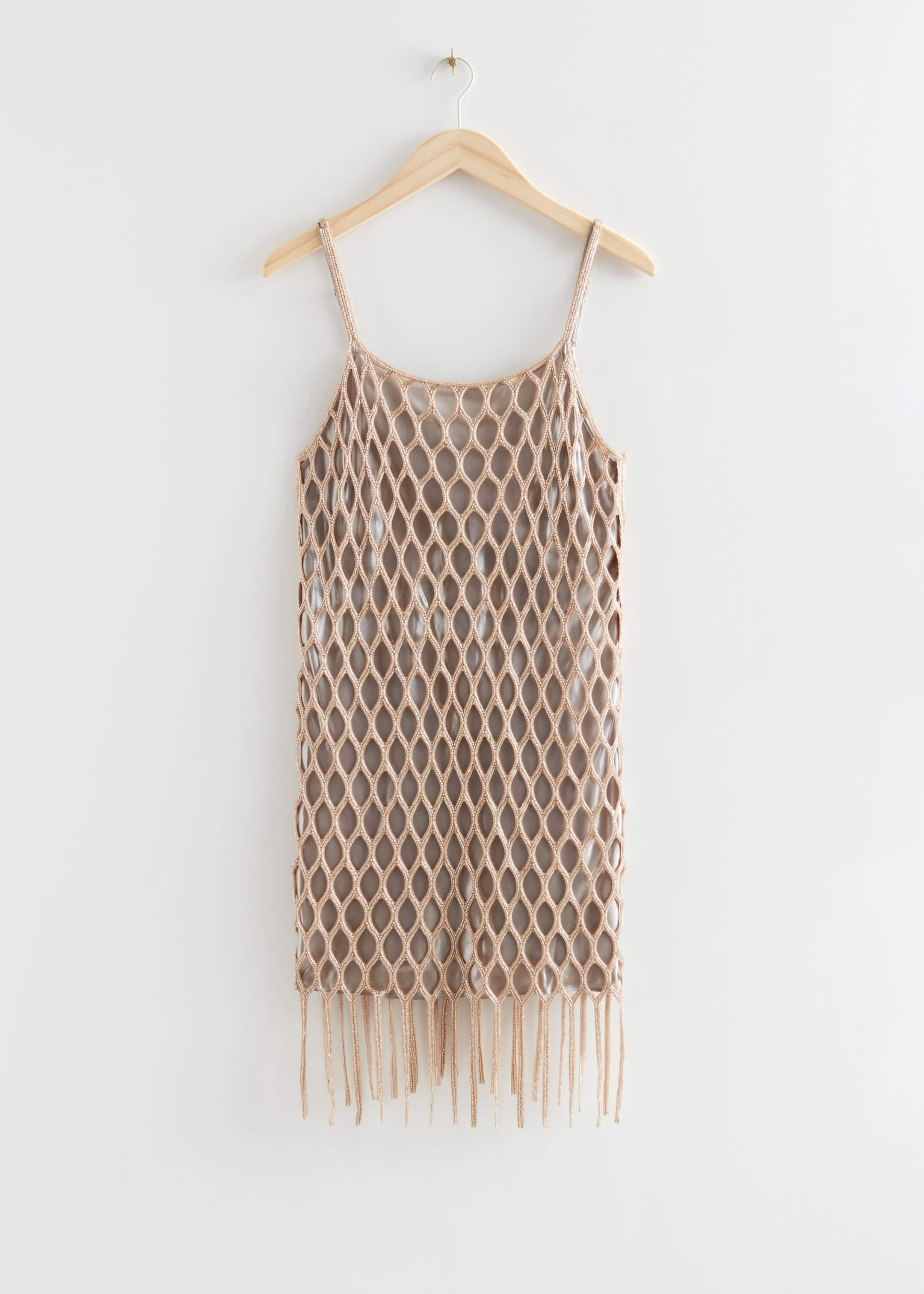 Layered Beaded Slip Mini Dress - Beige - Still Life