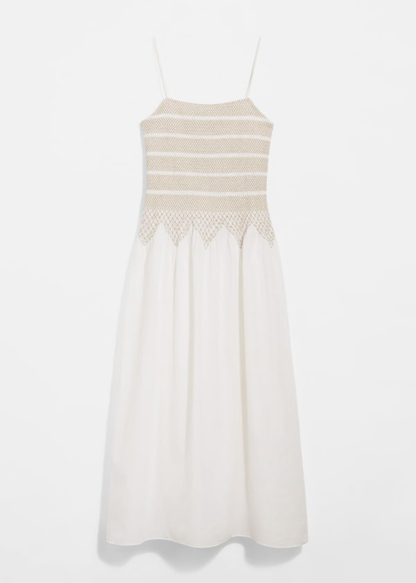 Strappy Smocked Midi Dress