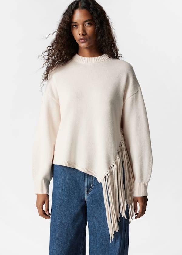 Asymmetric Fringe Sweater