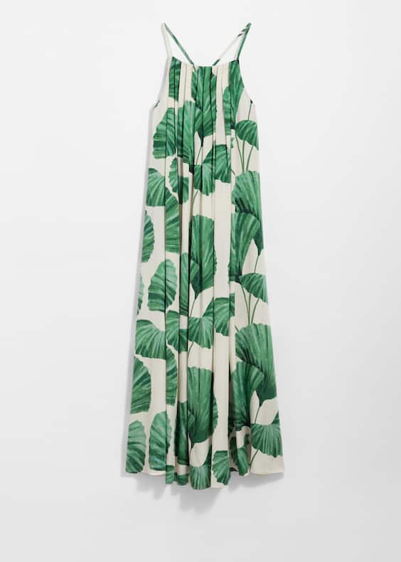 Pleated Halterneck Maxi Dress