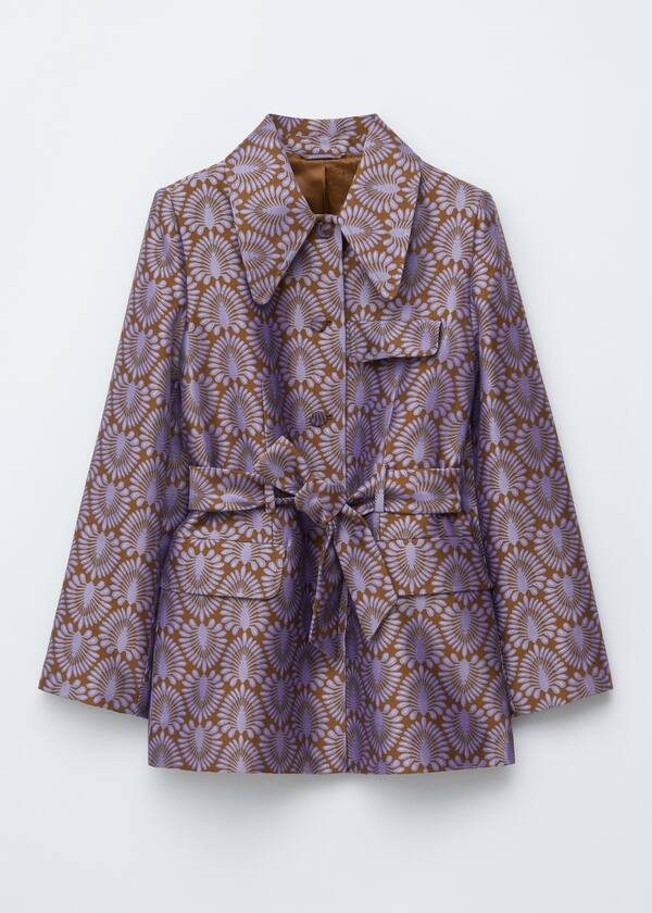 Tie-Belt Jacquard Blazer