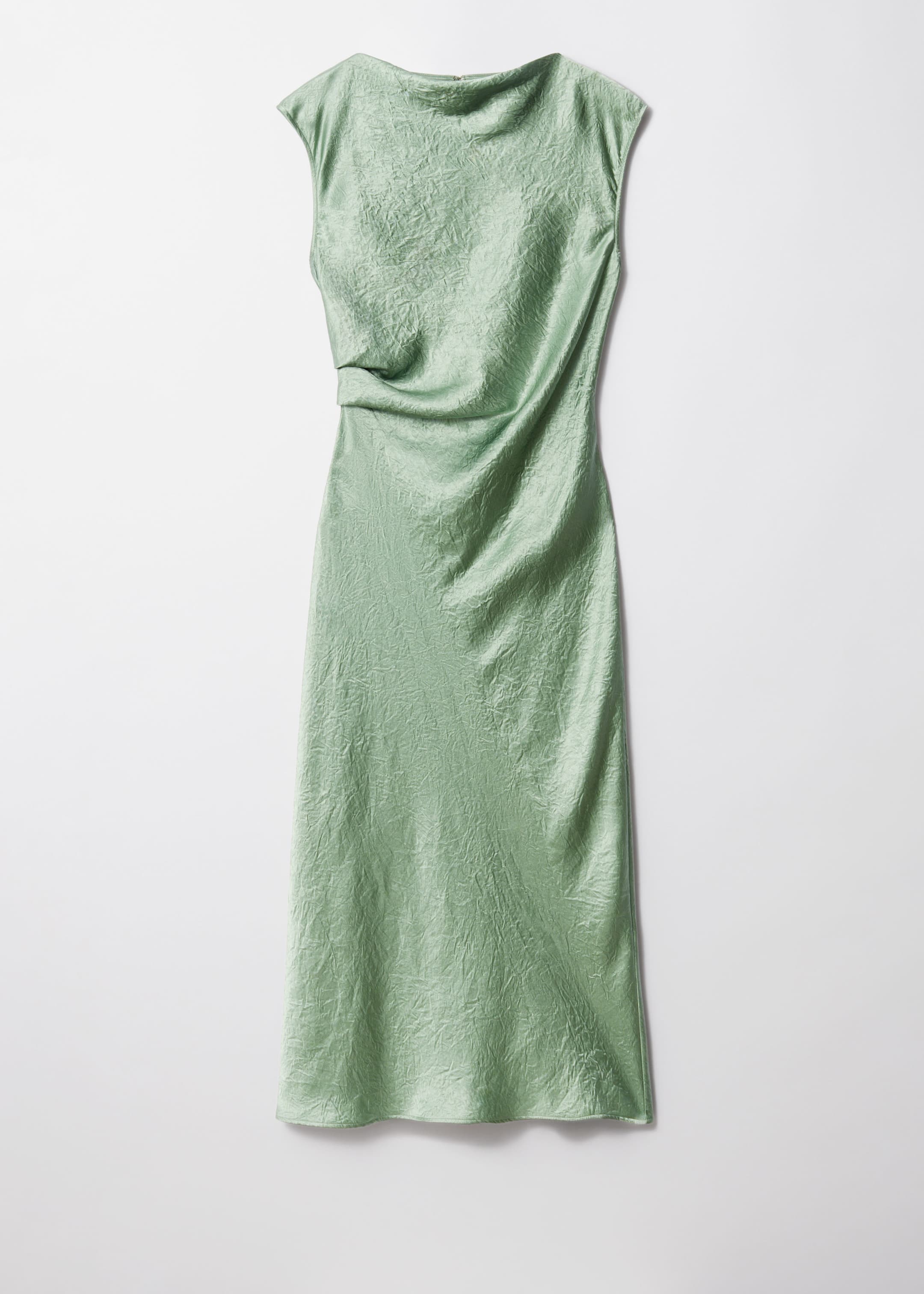 Bias-Cut Satin Midi Dress - Green - Still Life