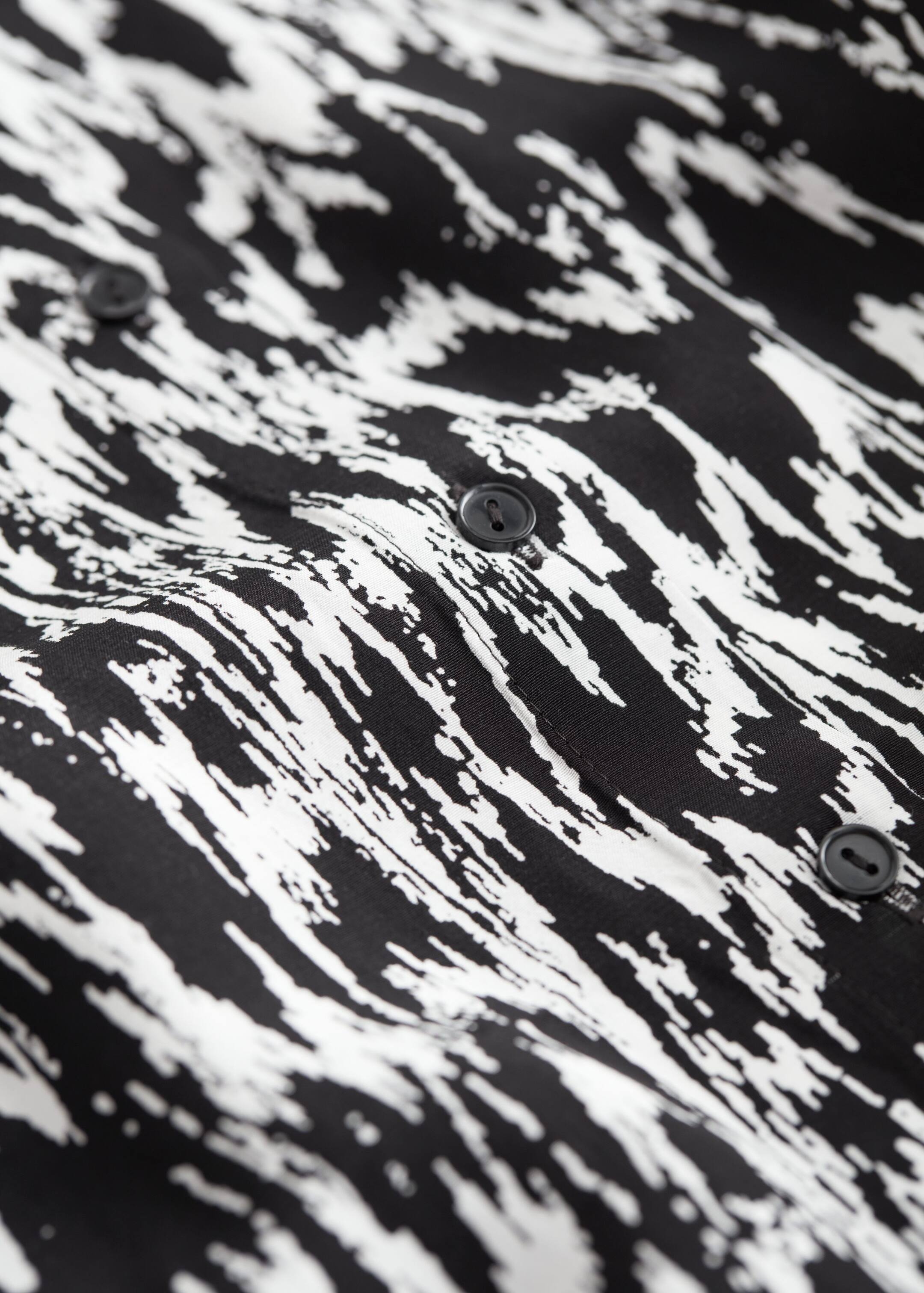 Printed Midi Drawstring Dress - Black and White - Still Life