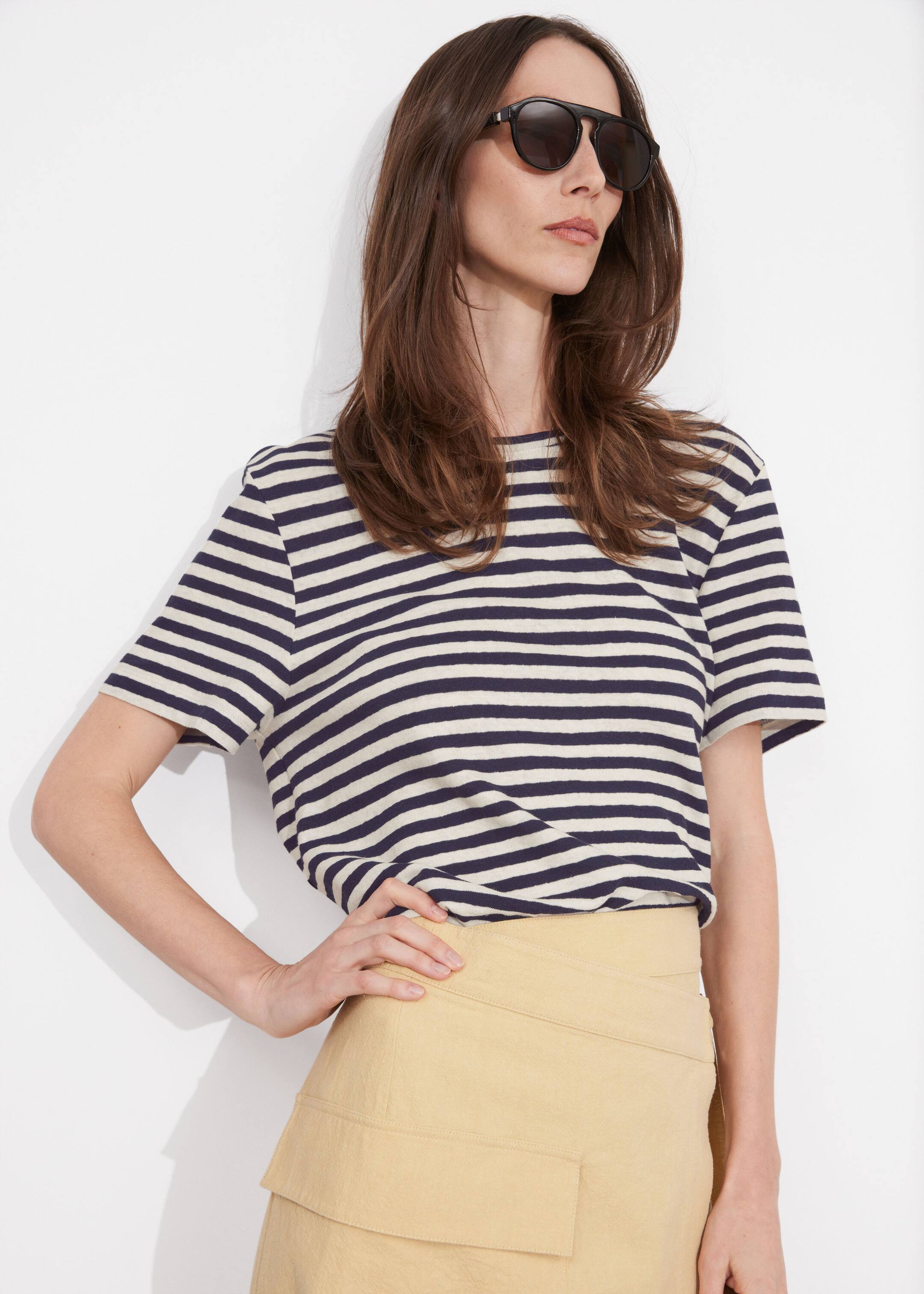 Linen-Blend T-Shirt - Beige/Cream Stripes - Lookbook