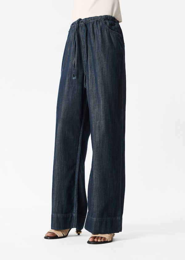 Wide-Leg Drawstring Jeans