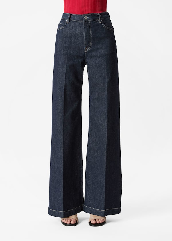Wide Press-Crease Jeans
