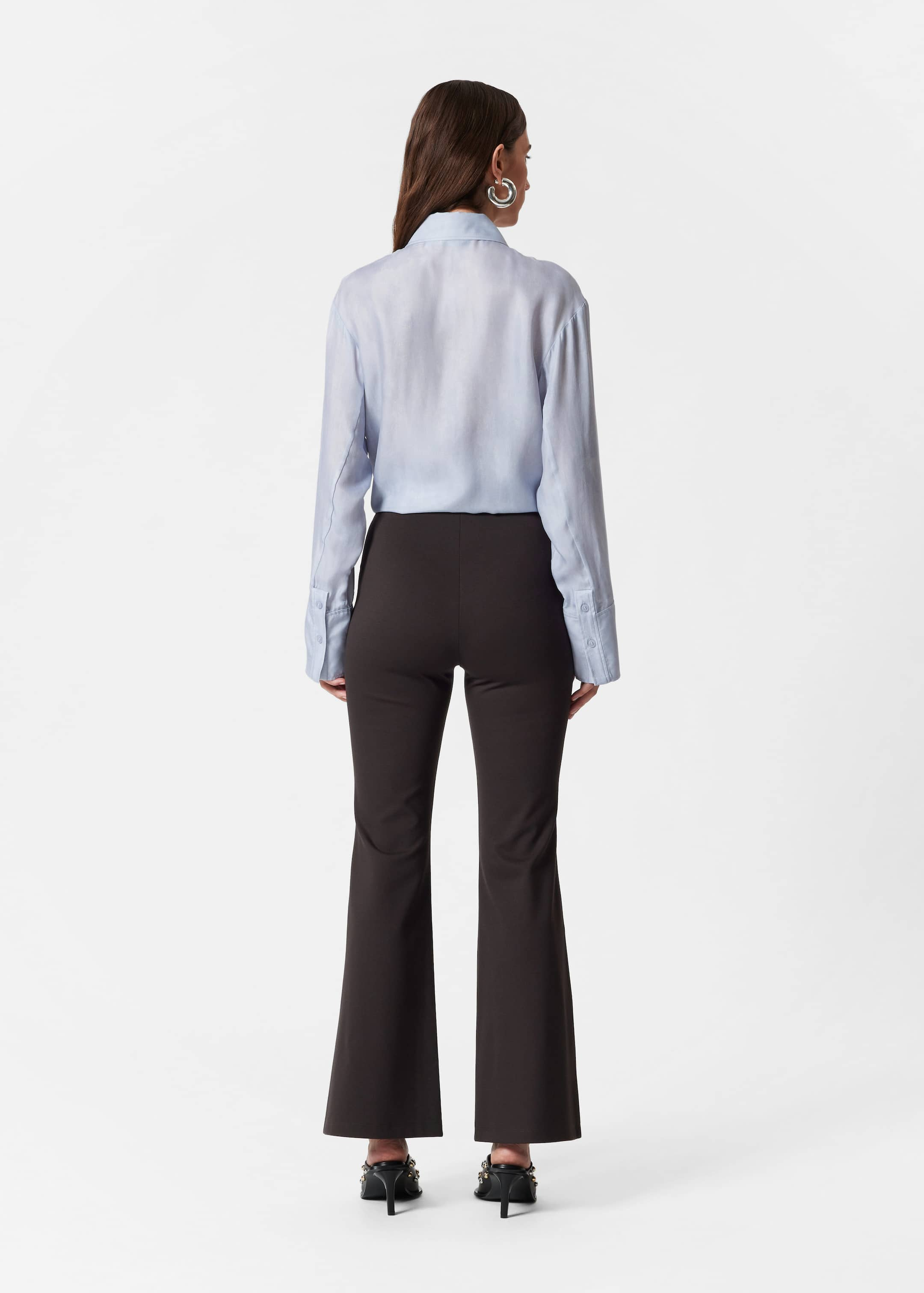 Kick-Flare Trousers - Dark Brown - Lookbook