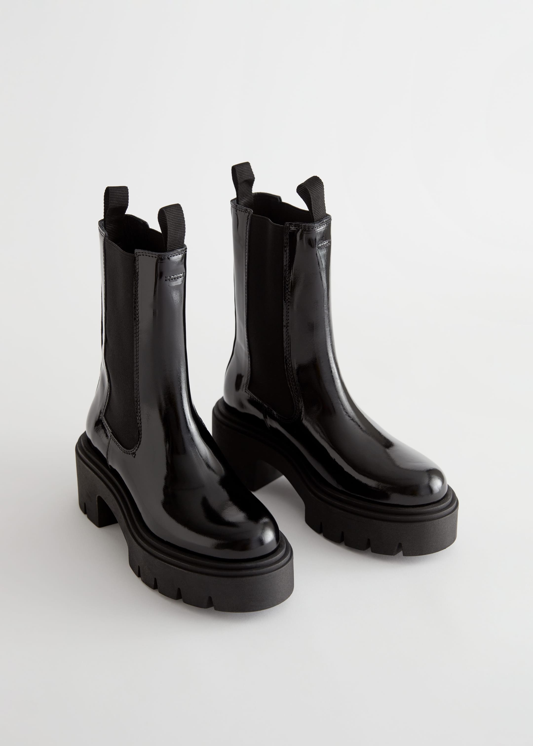 Chunky Platform Chelsea Leather Boots - Black - Still Life