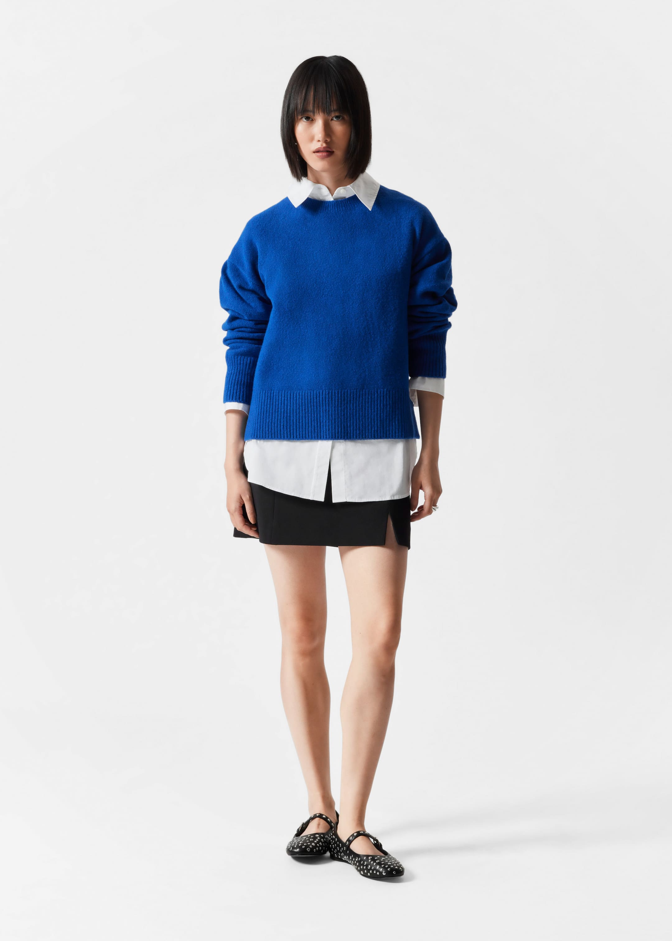 Pull décontracté en maille - Bleu marine - Lookbook