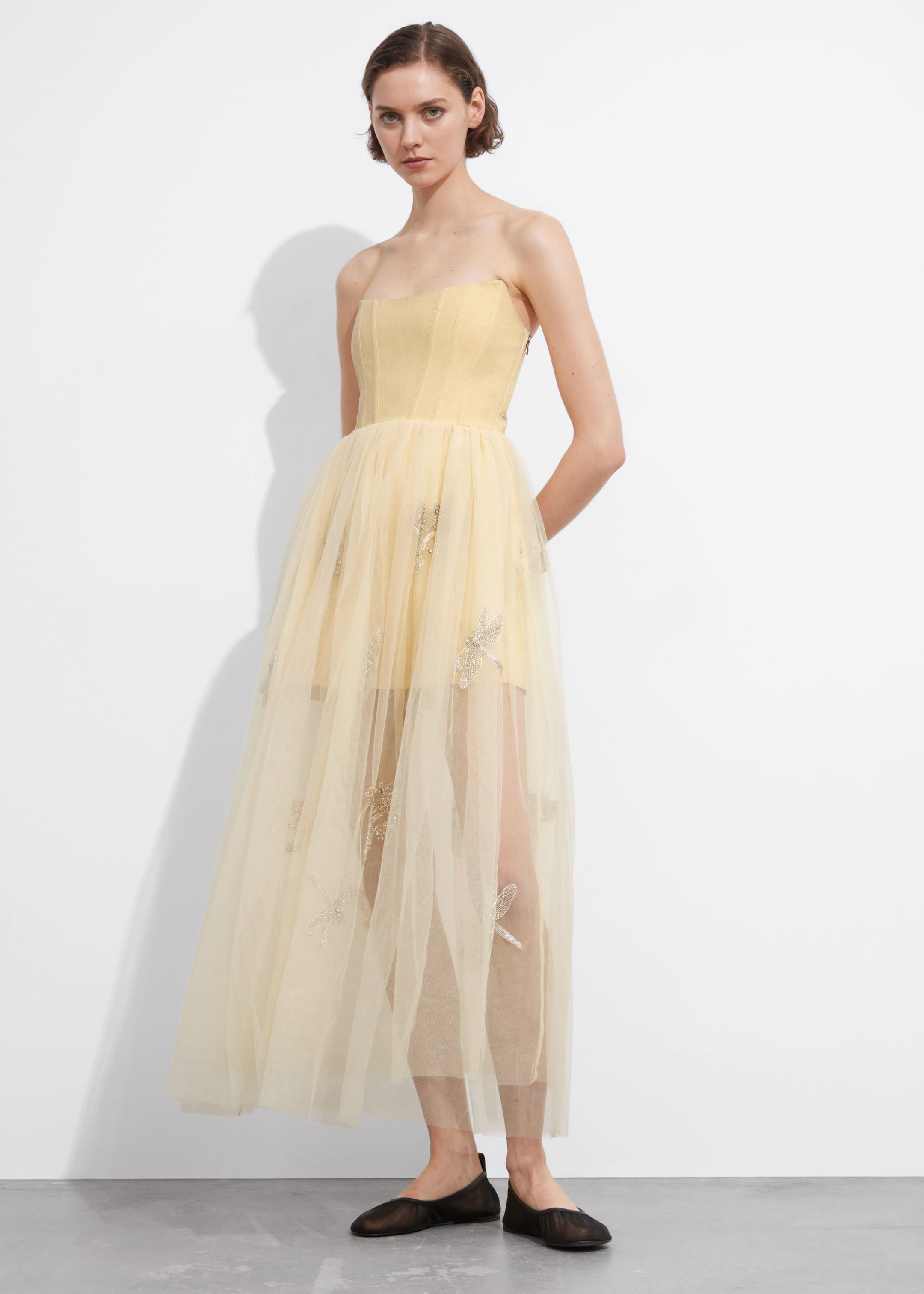 Robe midi transparente de style corset - Beige - Lookbook