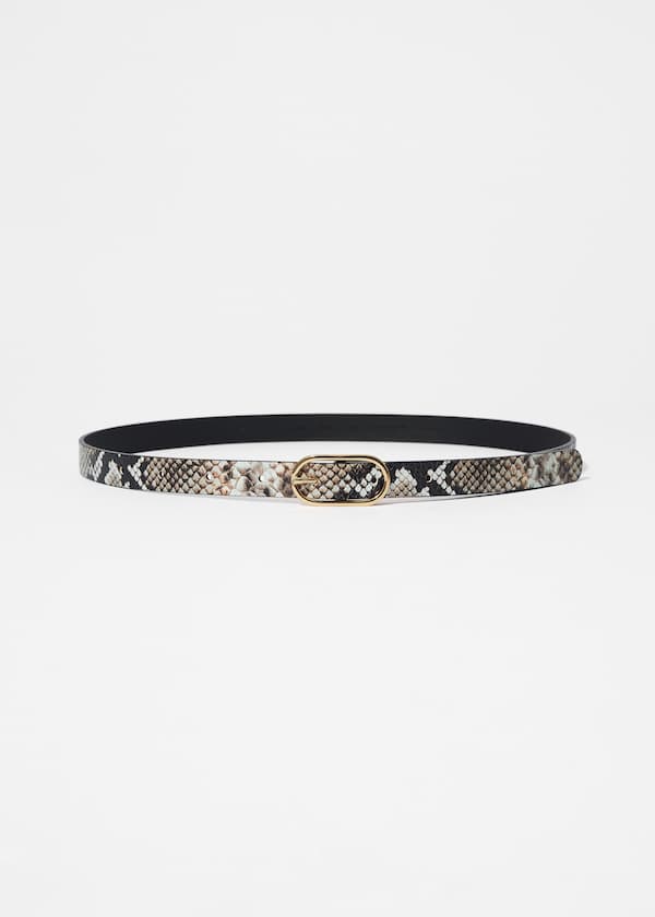 Snake-Embossed Leather Belt