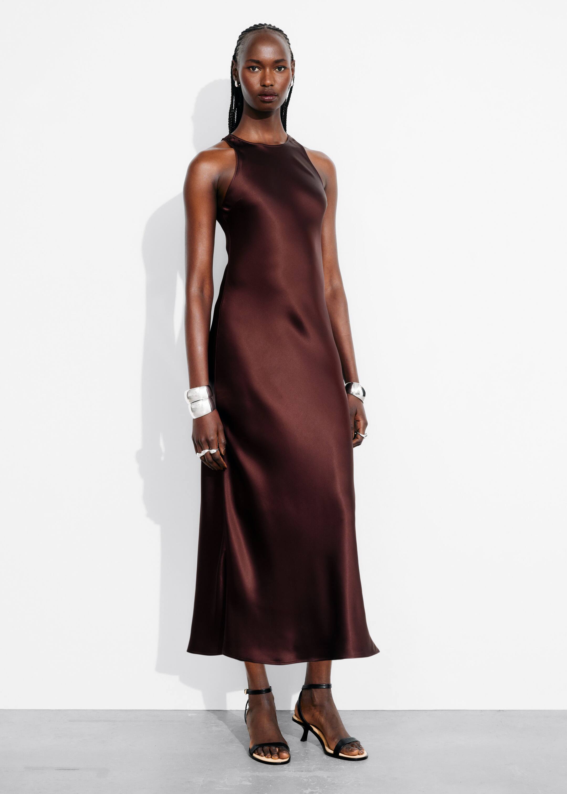 Sleeveless Satin Midi Dress Dark Red Other Stories DK