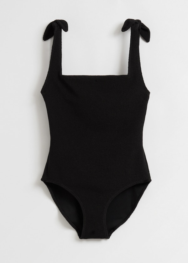Textured Bow Tie Swimsuit