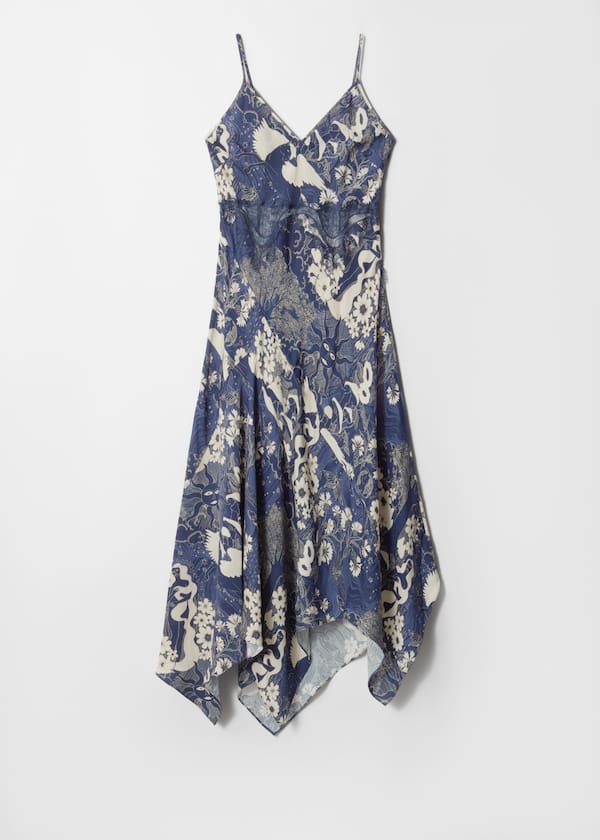 Asymmetrical Satin Slip Midi Dress