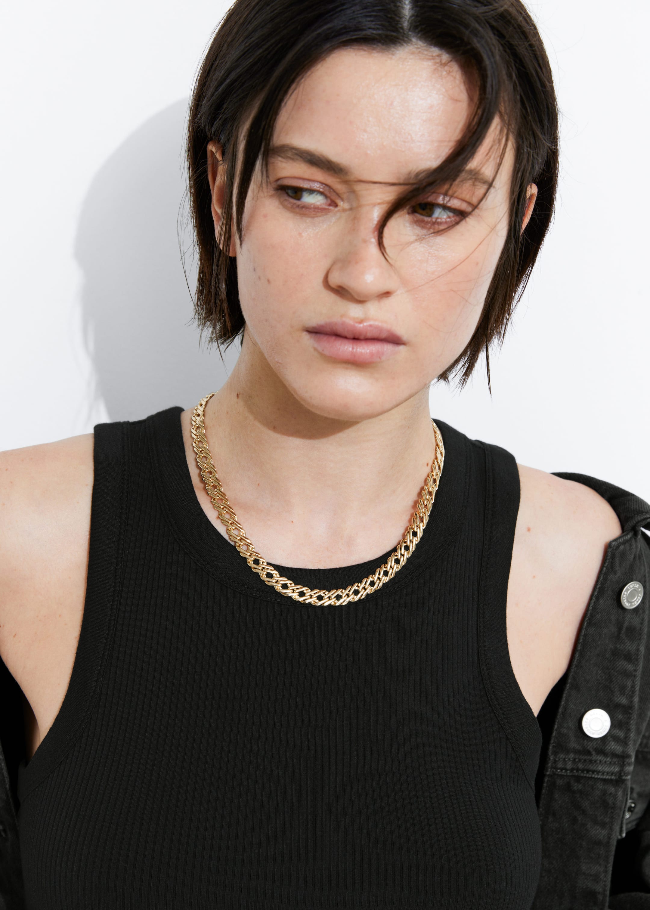 Cable Chain Necklace - Silver - Lookbook