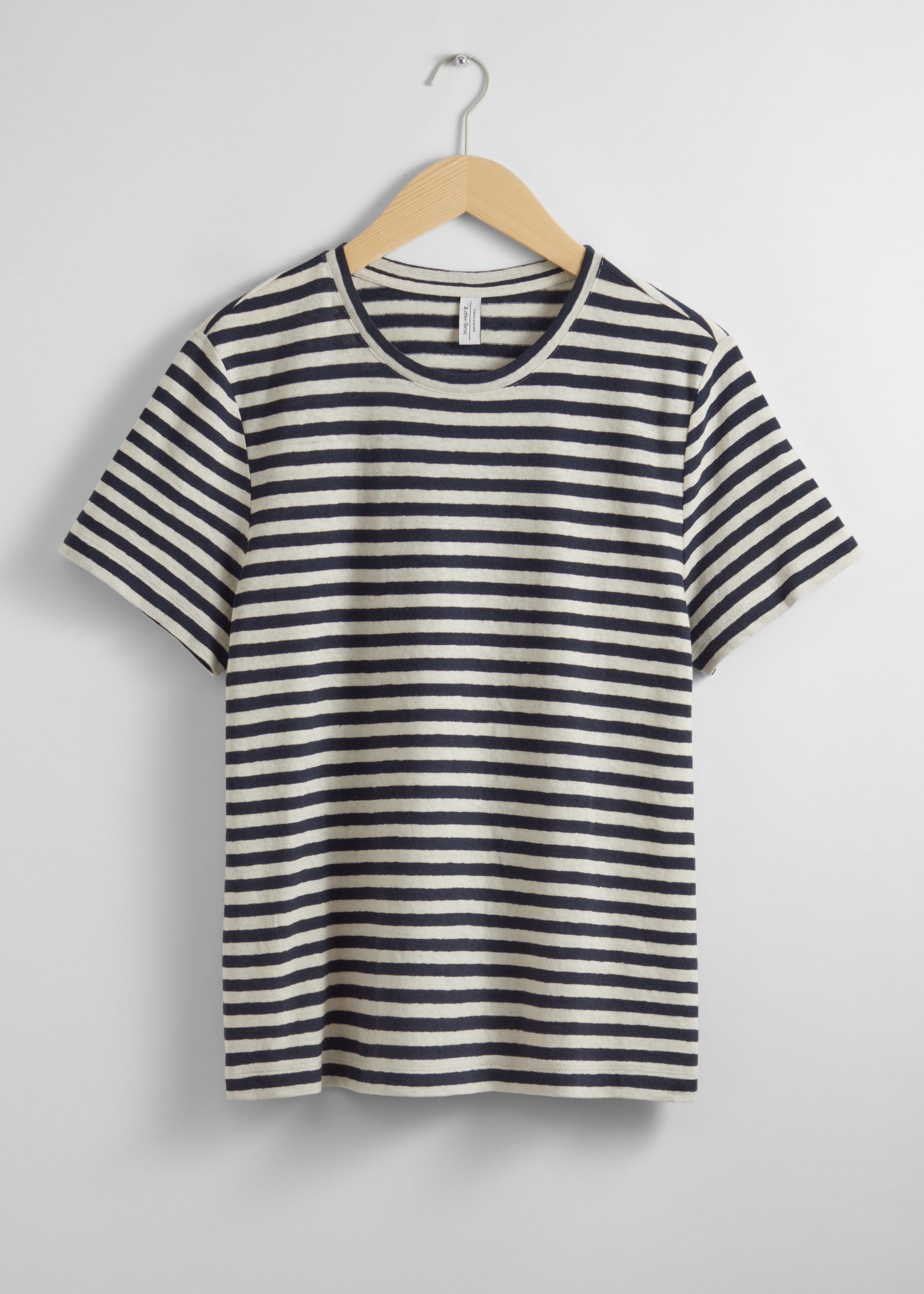 Linen-Blend T-Shirt - Beige/Cream Stripes - Still Life