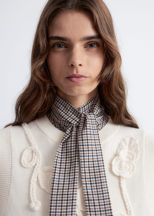 Floral-Appliqué Sweater Vest