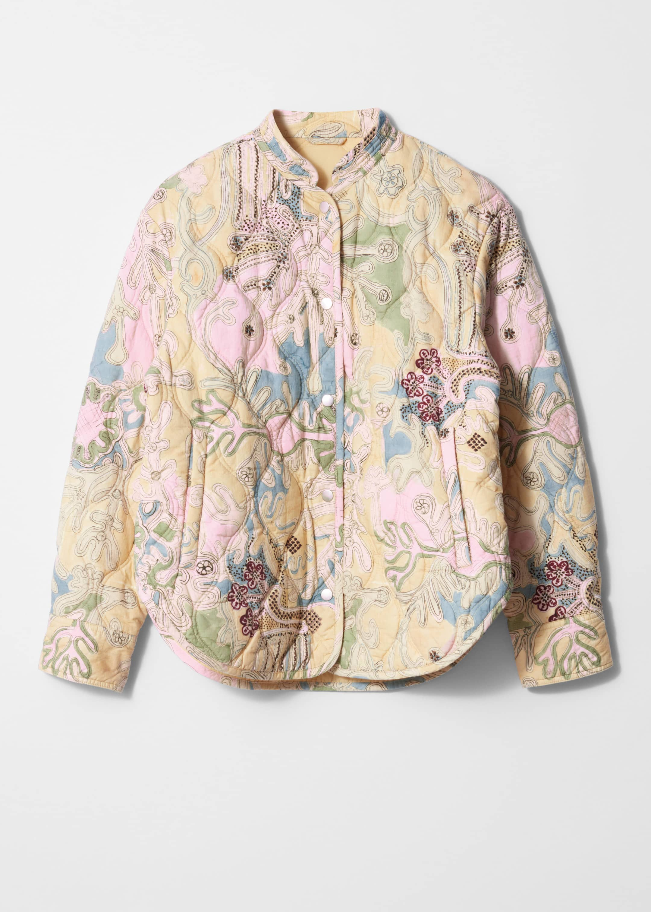 Quilted Stand-Collar Jacket - Beige paisley pattern - Still Life