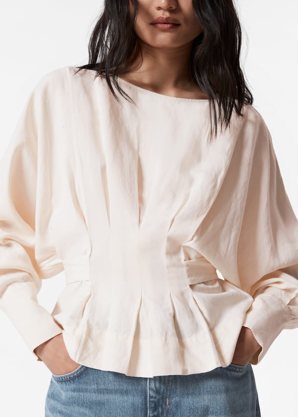 Pleated Boatneck Blouse