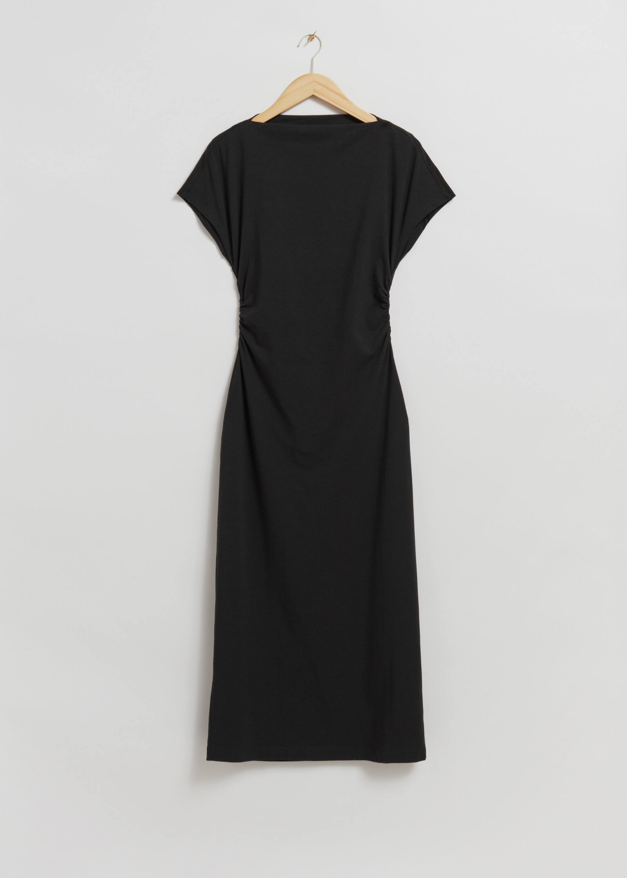 Ruched Shoulder Detail Midi Dress - Dark Blue - Still Life