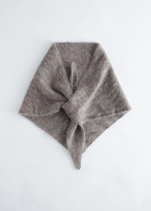 Mohair-Blend Brushed Triangle Scarf