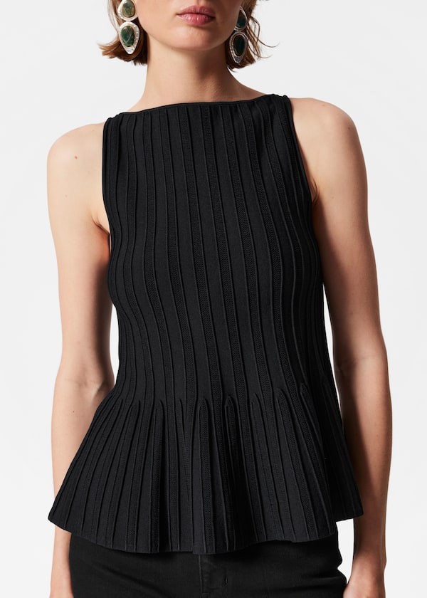 Rib-Knit Peplum Top