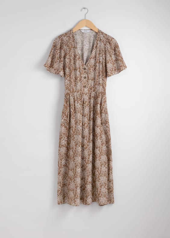 Flutter-Sleeve Midi Dress