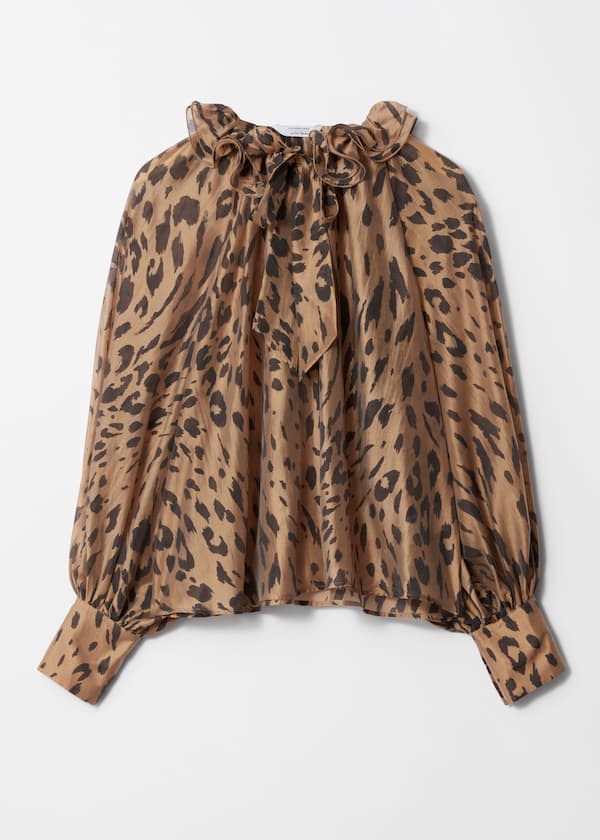 Ruffled Tie-Neck Blouse