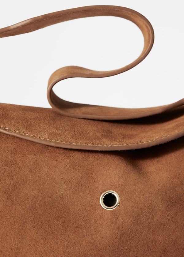 Eyelet-Embellished Suede Bag