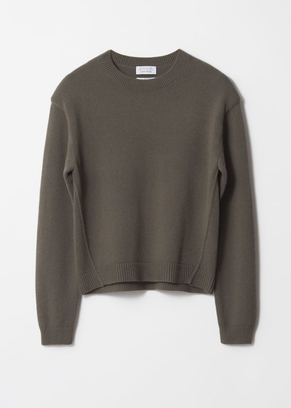 Padded-Shoulder Merino Jumper