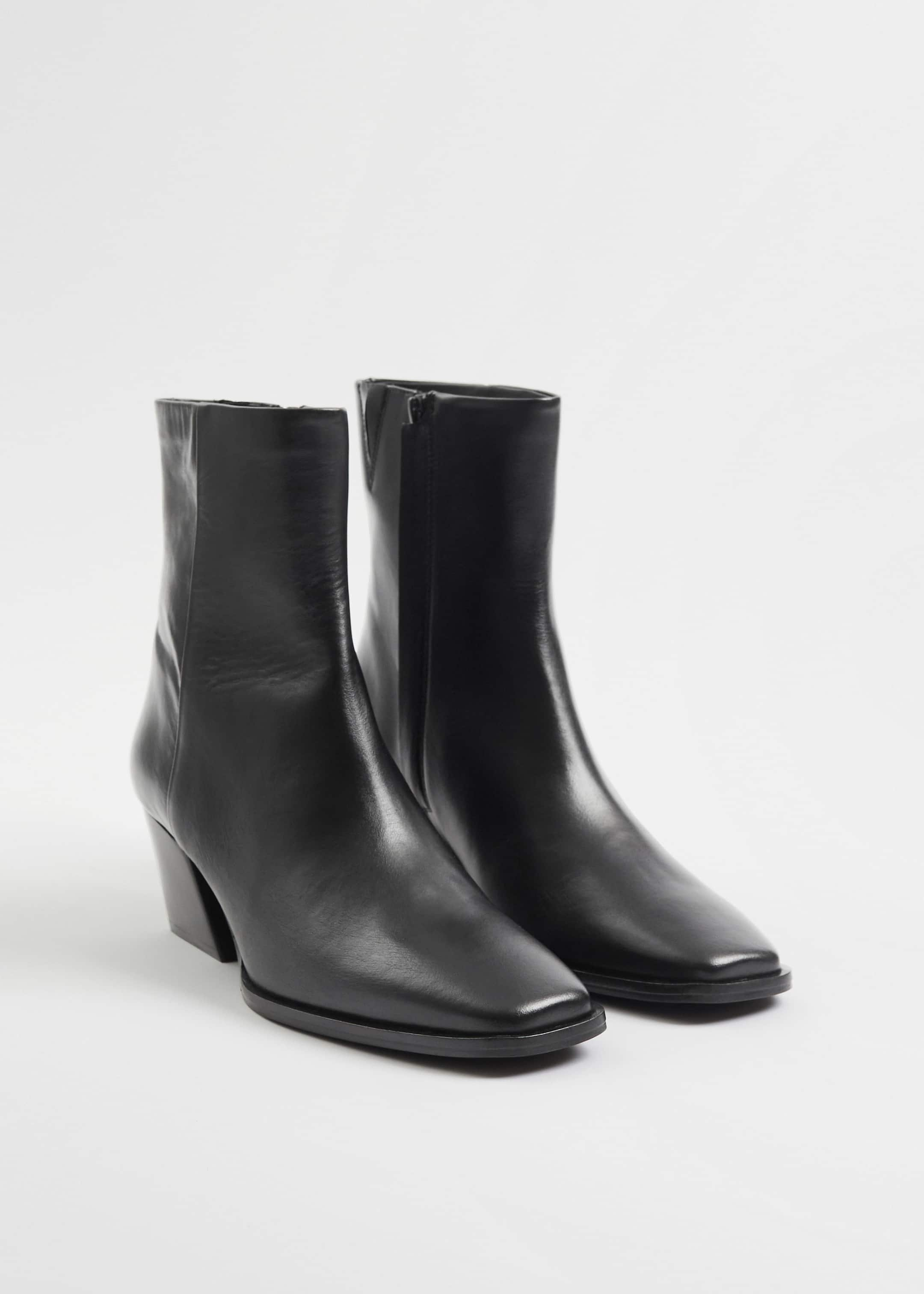 Bottines type western en cuir - Noir - Still Life