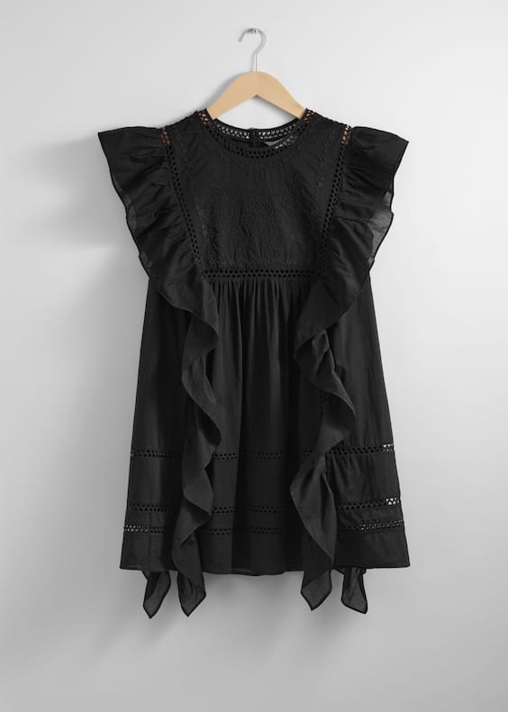 Embroidered Ruffle Mini Dress