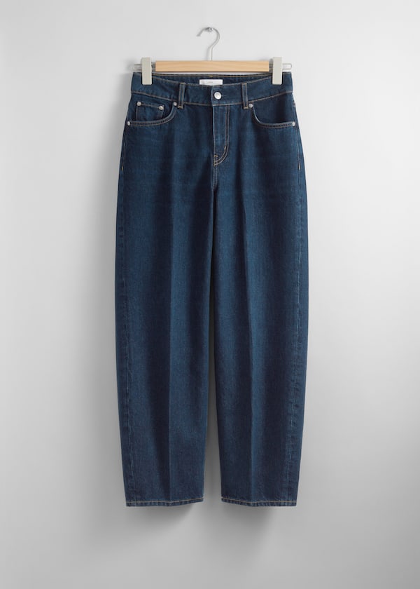 Cropped Barrel-Leg Jeans
