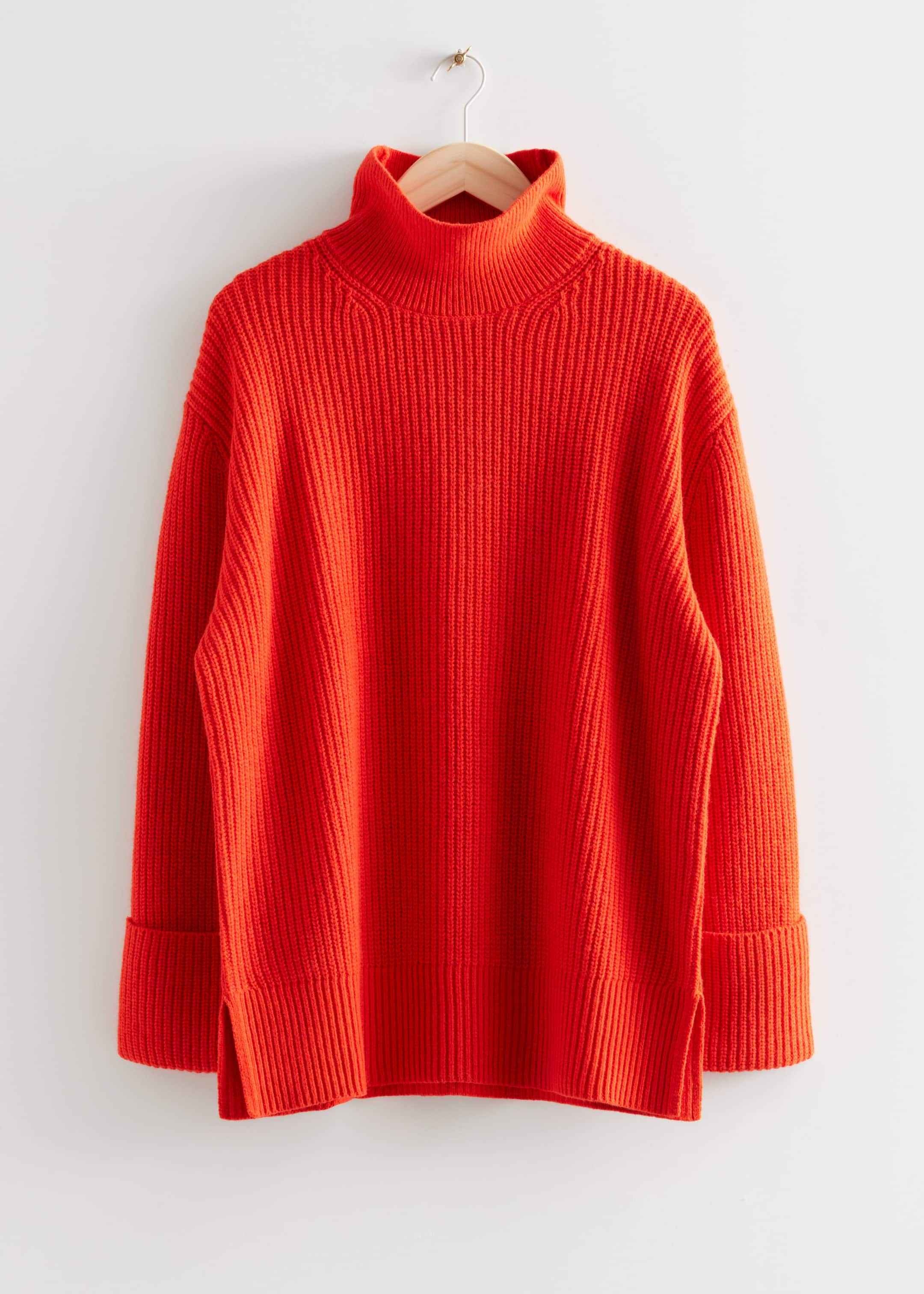 Oversized Turtleneck Knit Jumper - Orange - Still Life