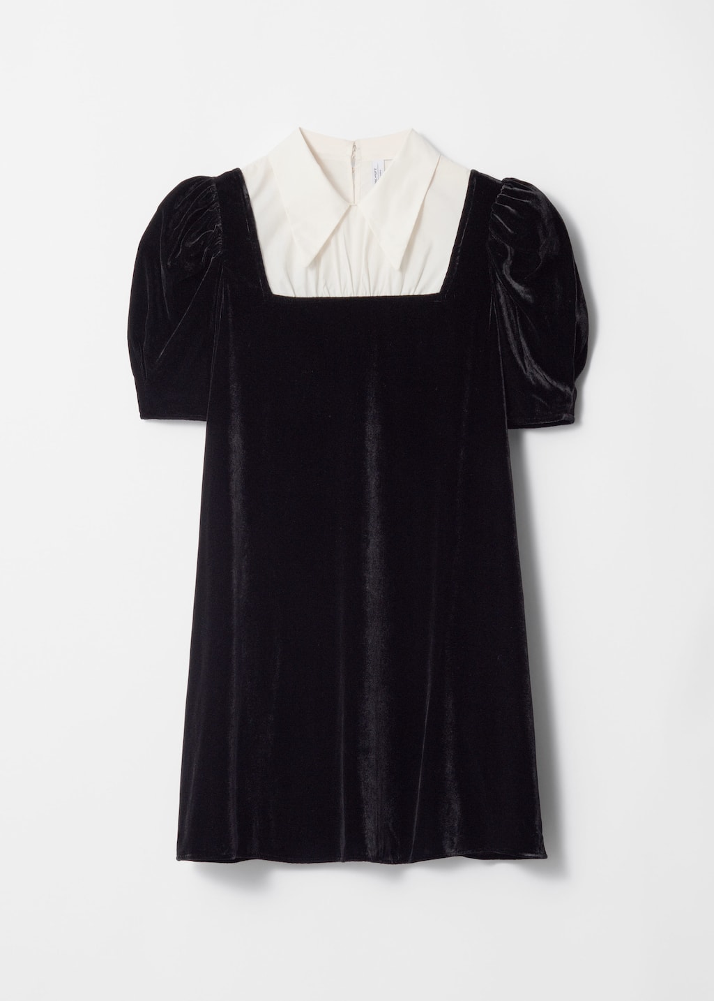 ★関税込★INSTANTFUNK★Open-collar shirred velvet dress★ ZhiHiMeRi Effortlessly Chic Mini Velvet Dress with Puff