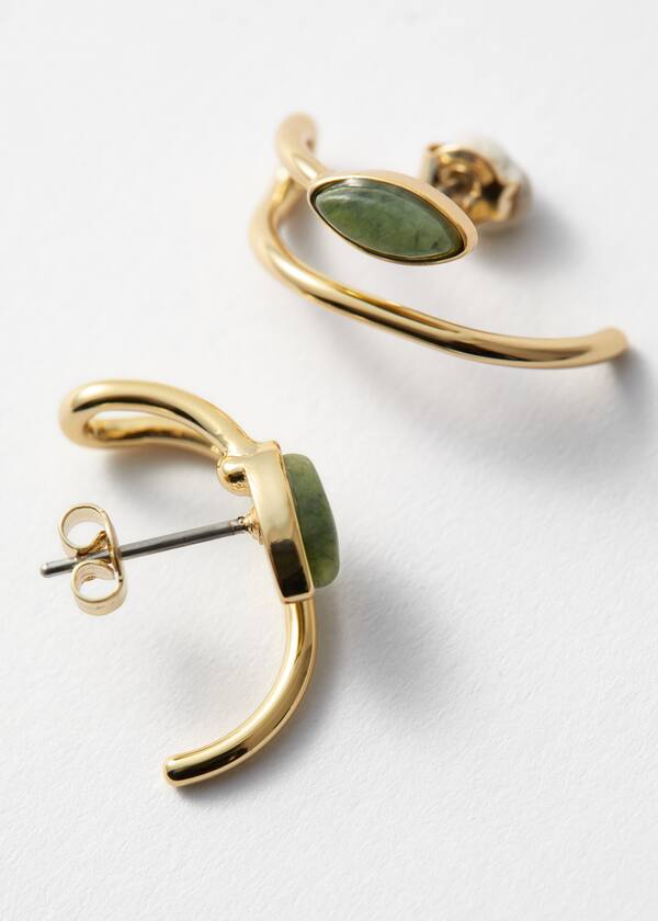 Ear-Cuff-Detail Stud Earrings