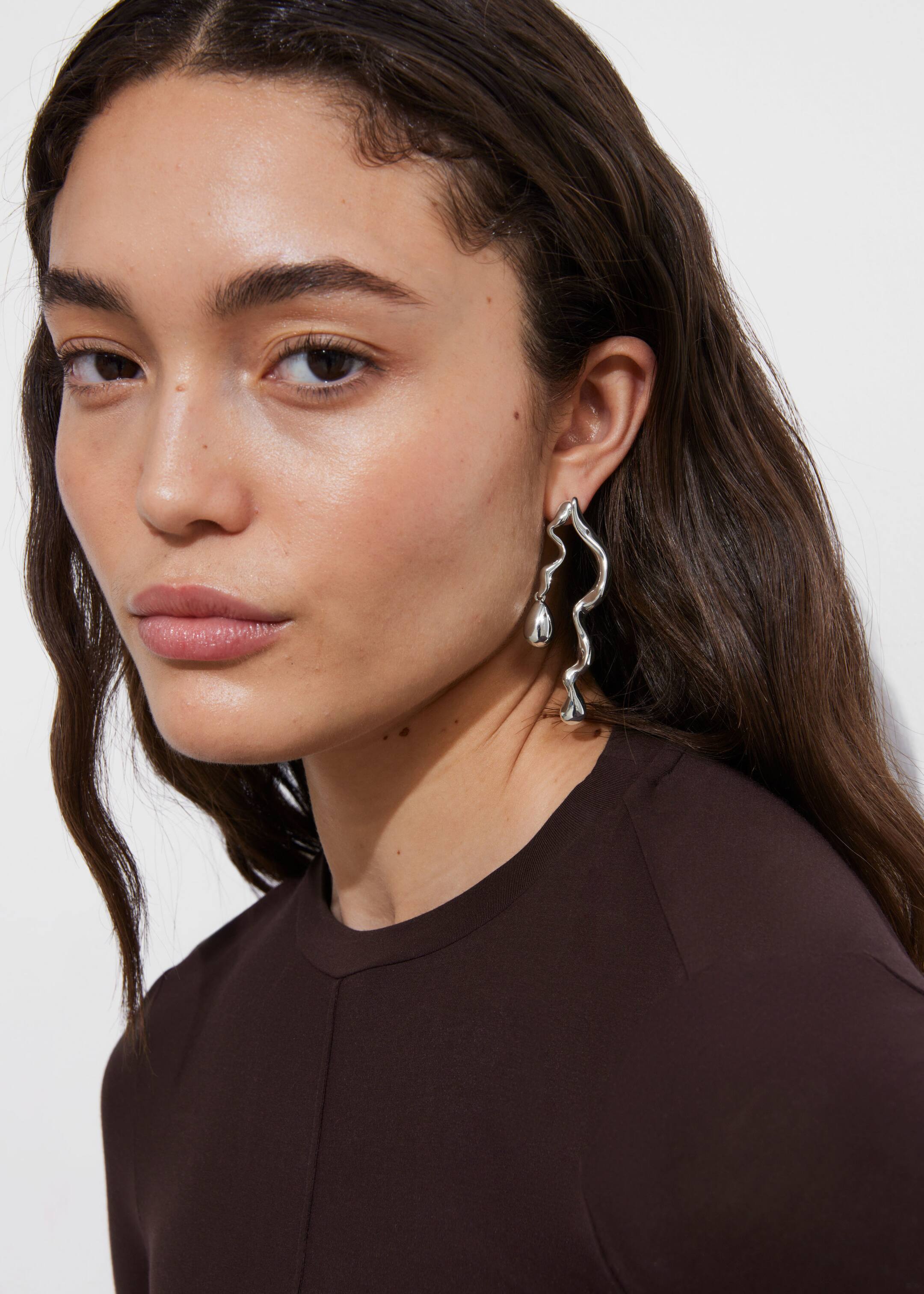 Boucles d’oreilles pendantes en forme de gouttes - Argenté - Lookbook