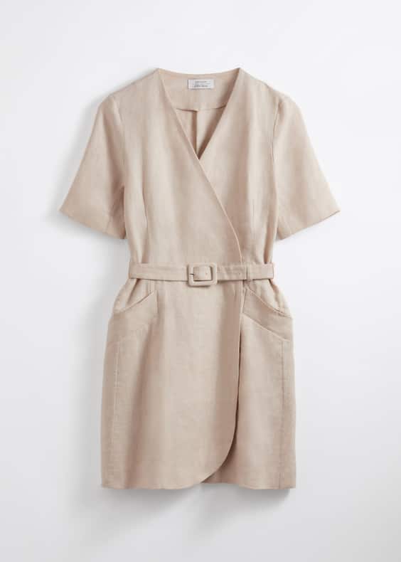 Belted Linen Mini Dress