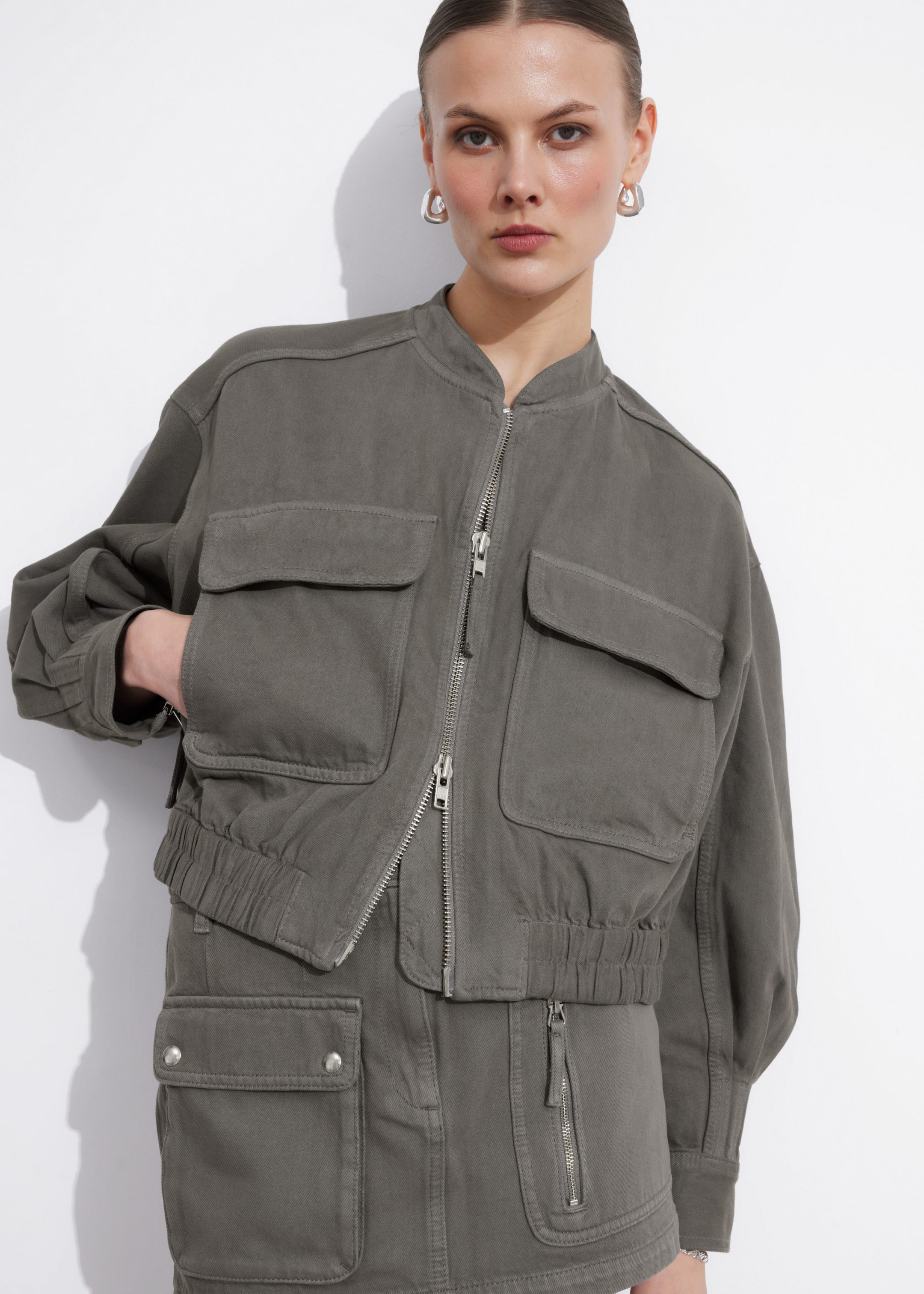 Boxy Utility Jacket - Grey - Lookbook