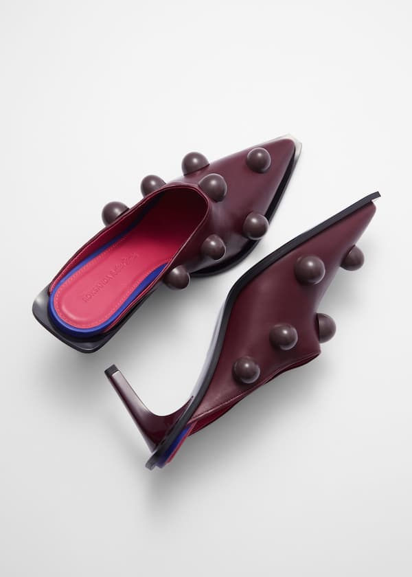 Beaded Leather Mules