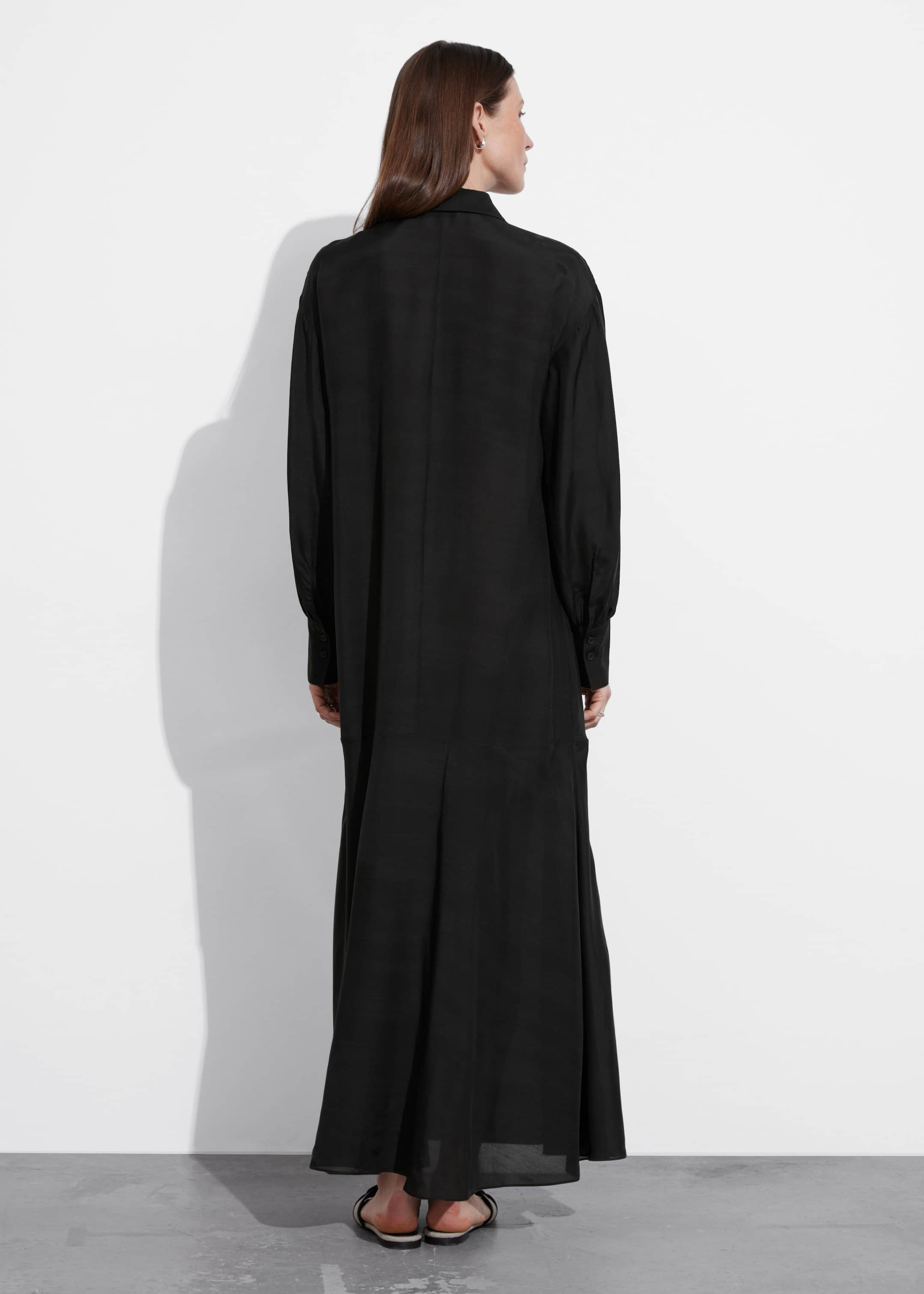 Shirt Maxi Dress - Black - Lookbook